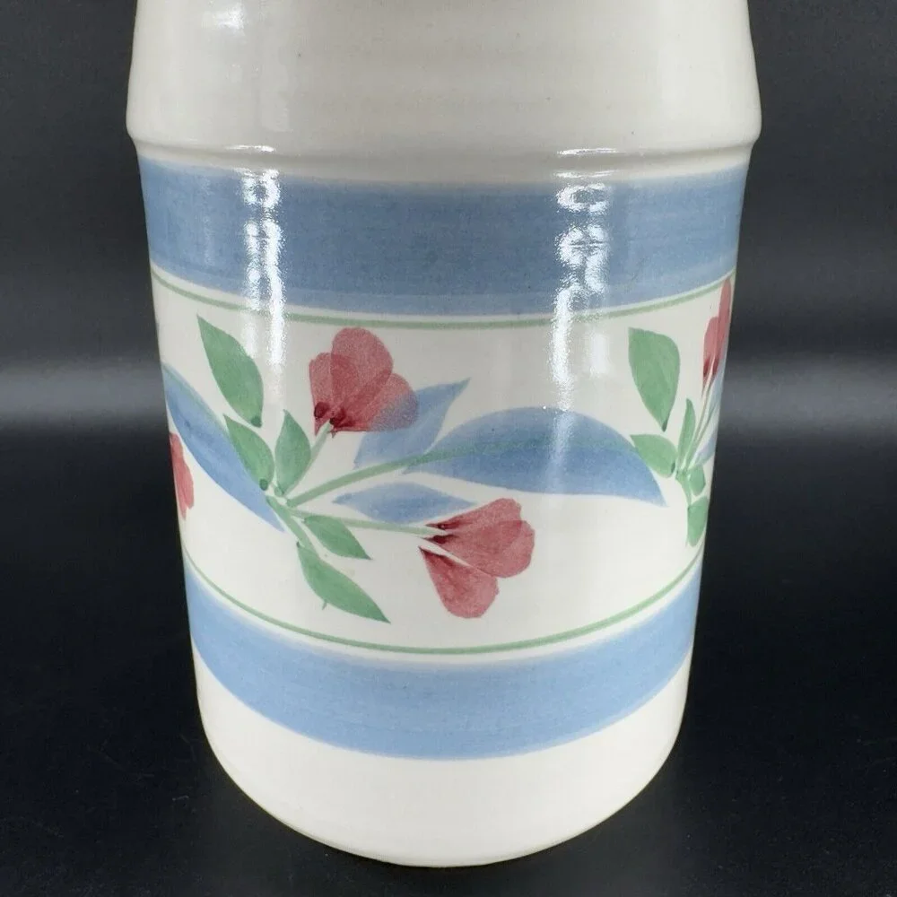 Patton‎ Hand Made Stoneware Pottery Vase Vessel Hand Crafted Floral Pattern VTG